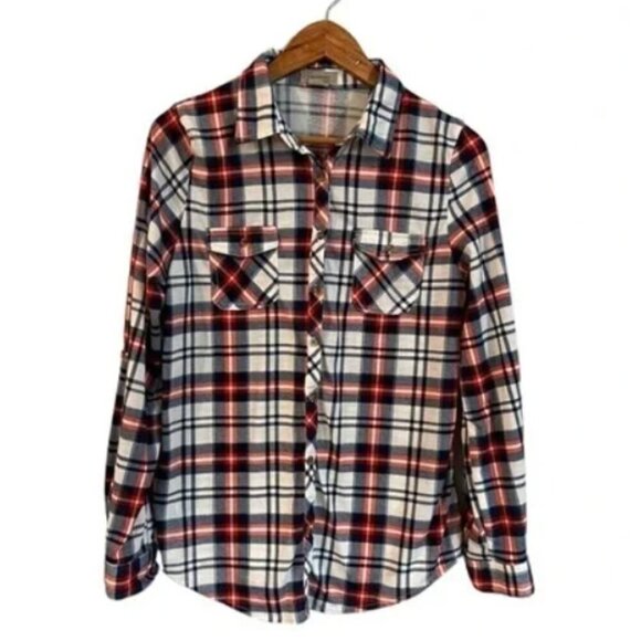 Passport Plaid Button Up Down Shirt Large L Long Sleeves Rodeo Blue Western - Picture 2 of 6